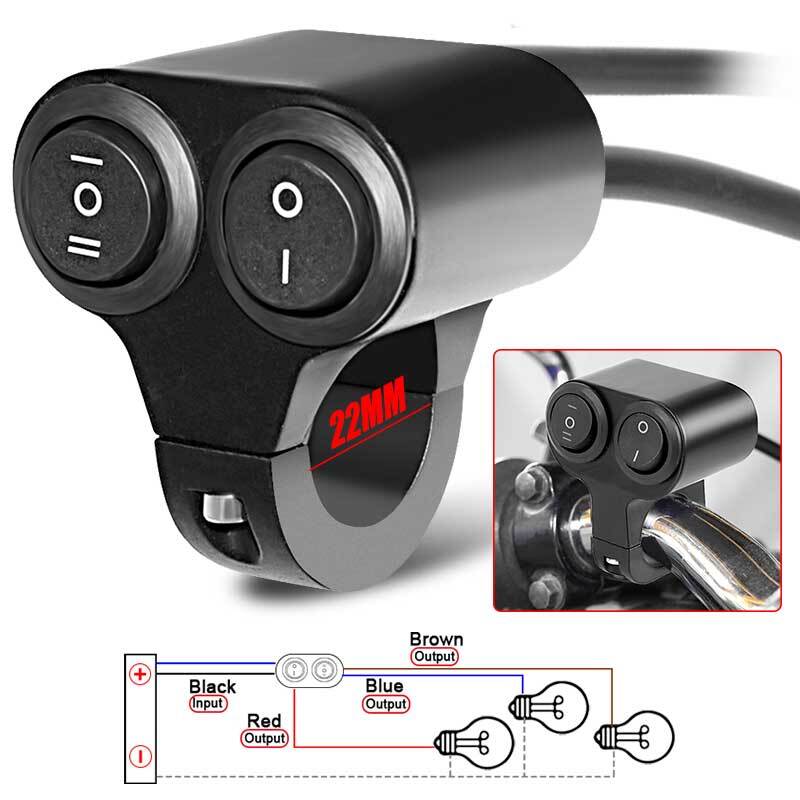 Motorcycle Handlebar Dual Button Switch On Off Fog Spot Light Headlight ATV 7/8