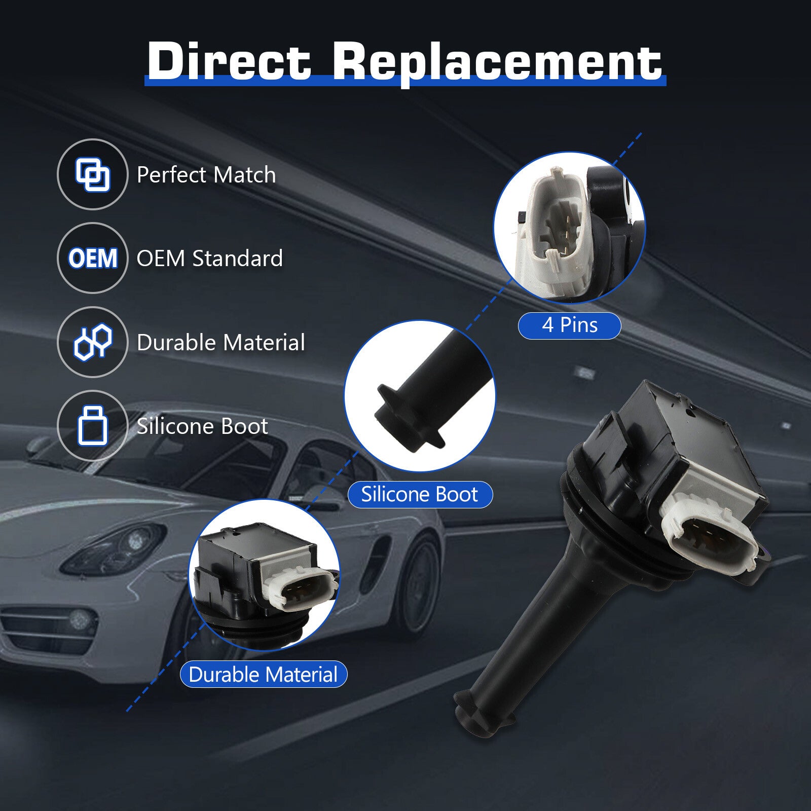 5pcs ignition coils+ 5pcs Iridium Spark Plugs for 2008-2012 for Volvo C30 UF517+6619