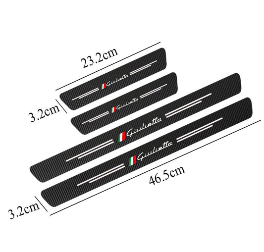 Carbon-plated side fender and window badge decals for Alfa Romeo for Stelvio cars.