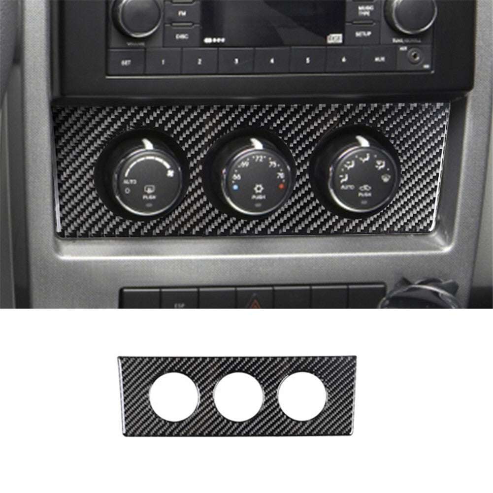 Carbon Fiber A/C Climate Console Interior Cover Trim for Jeep Liberty 2008-2012