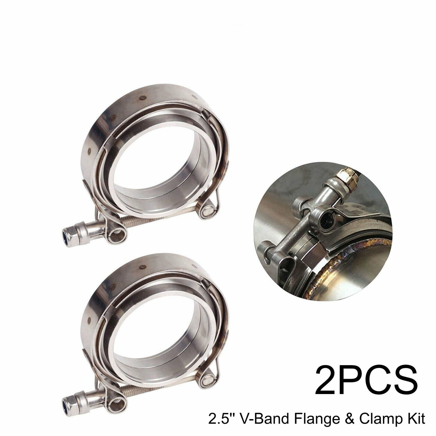 2x2.5 inch V-band flange clamp quick-release hose kit for turbo exhaust pipes in the