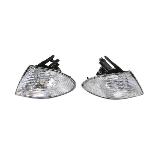 2Pcs Front Turn Signal Light White Lens Left+Right For 1998-2001 3 Series E46