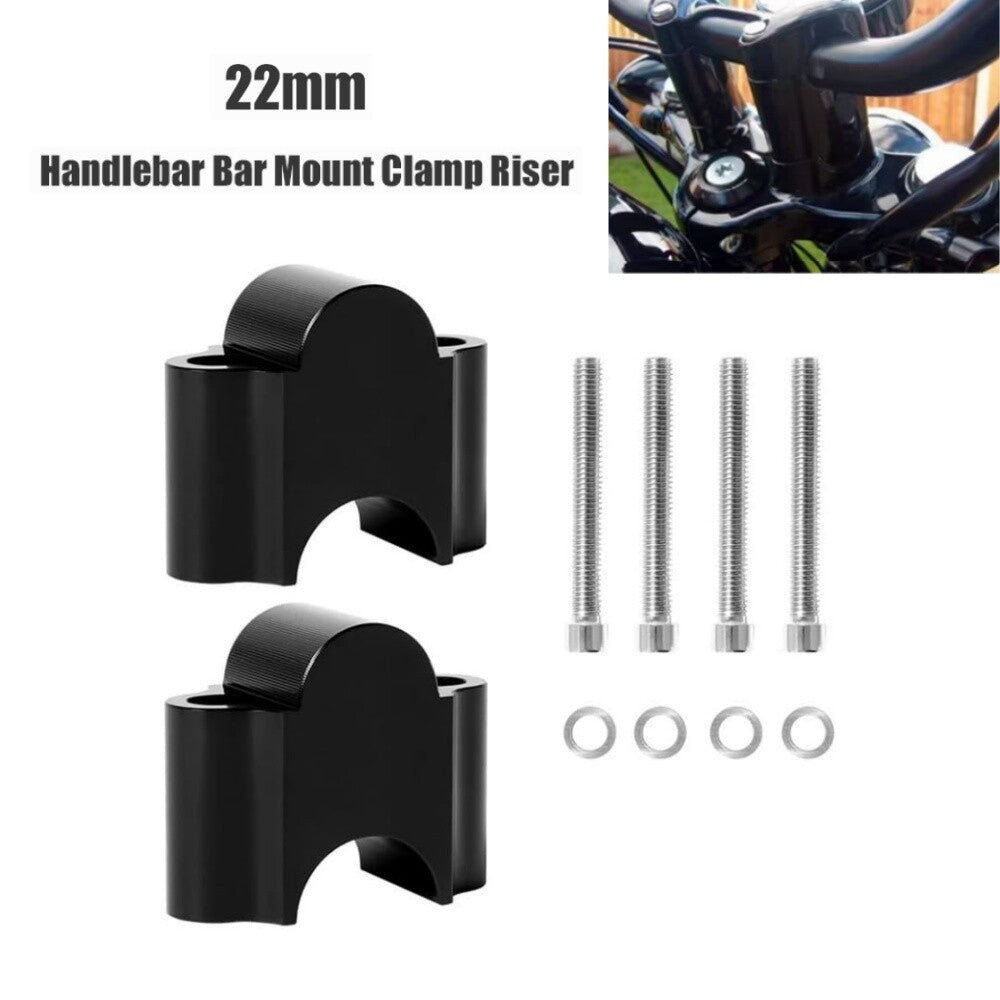 Black 7/8 Bars Handlebar Clamp Risers Kit 30mm Height for Honda for Kawasaki for Yamaha