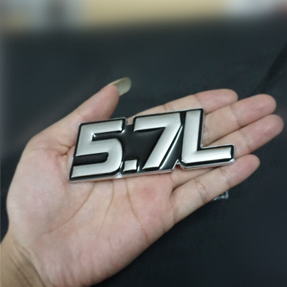 1x Chrome 5.7L Black Metal Sticker Badge Emblem Decal V8 Pickup SUV Racing Grand