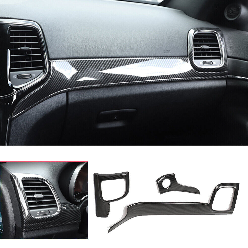for Jeep Grand Cherokee 11-21 Carbon Fiber ABS Control Dashboard Panel Cover 3Pc