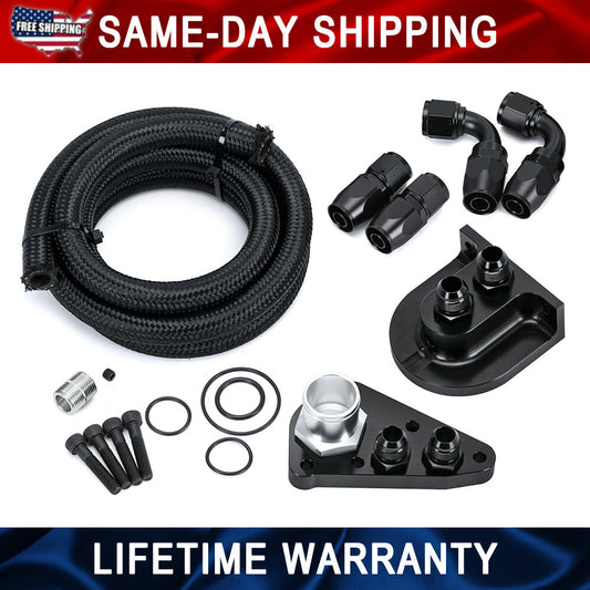 For 91-12 for Ford V8 4.6/5.4 Aluminum Oil Filter Relocation Kit With Adapter Hose