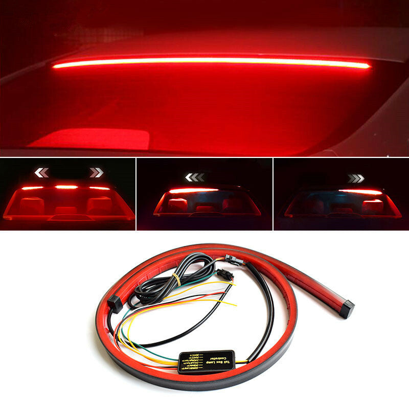 Red Car Trunk Tail Brake Stop LED High Rear Lamp Turn Signal Running Light Strip