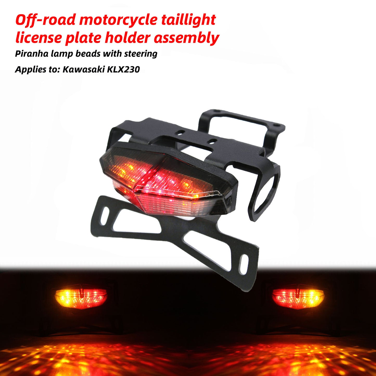 LED Rear Lamp Tail Light License Plate Holder Motorcycle Fit for Kawasaki KLX230