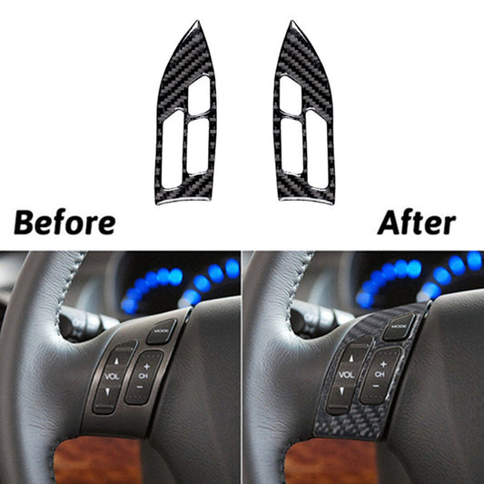 Carbon Fiber Steering Wheel Button Trim Cover for Honda Accord Sedan 2003-2007