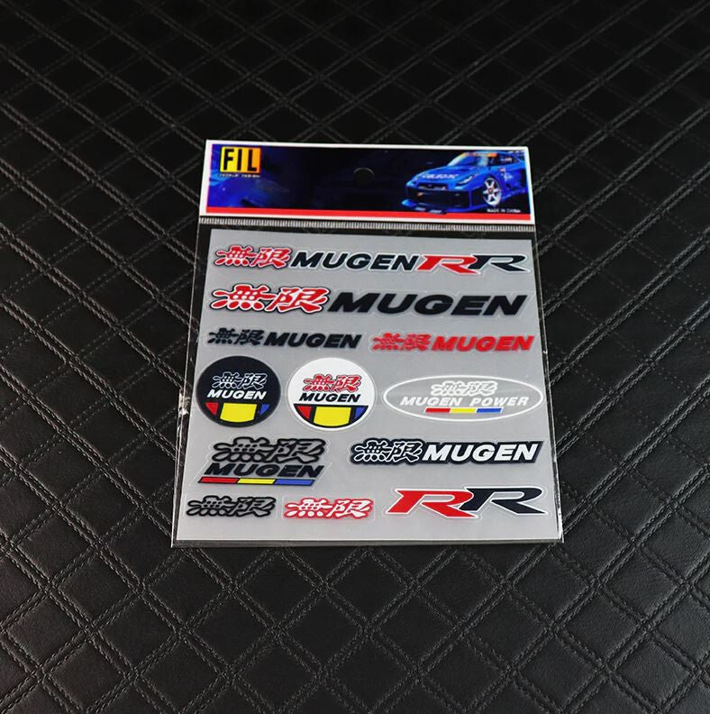 12-Piece Car Reflective Sticker Set Badge Decals Vynil Mugen for Honda