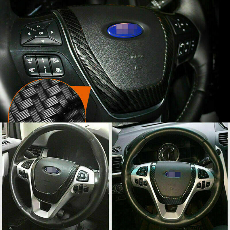 for Ford Explorer 2013-2018 ABS Carbon Fiber Car Steering Wheel Frame Cover Trim