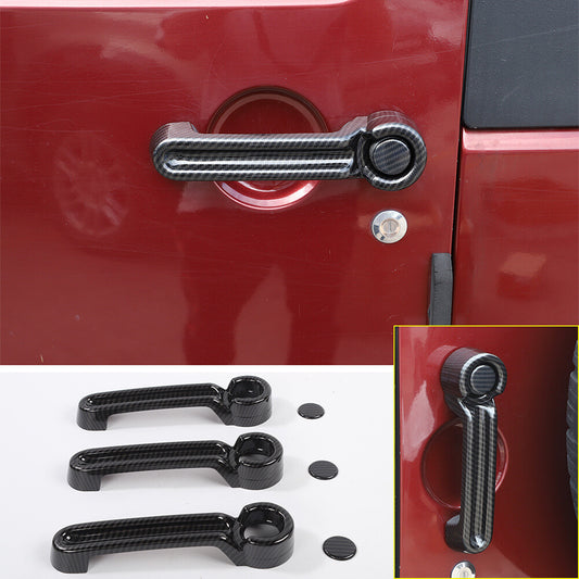 for Jeep for Wrangler JK 2Dr 07-17 Side Door Handle Tailgate Handle Trim ABS Carbon