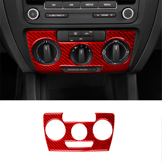 Red carbon fiber climate control bezel for Volkswagen for Jetta sedan 2011-2014