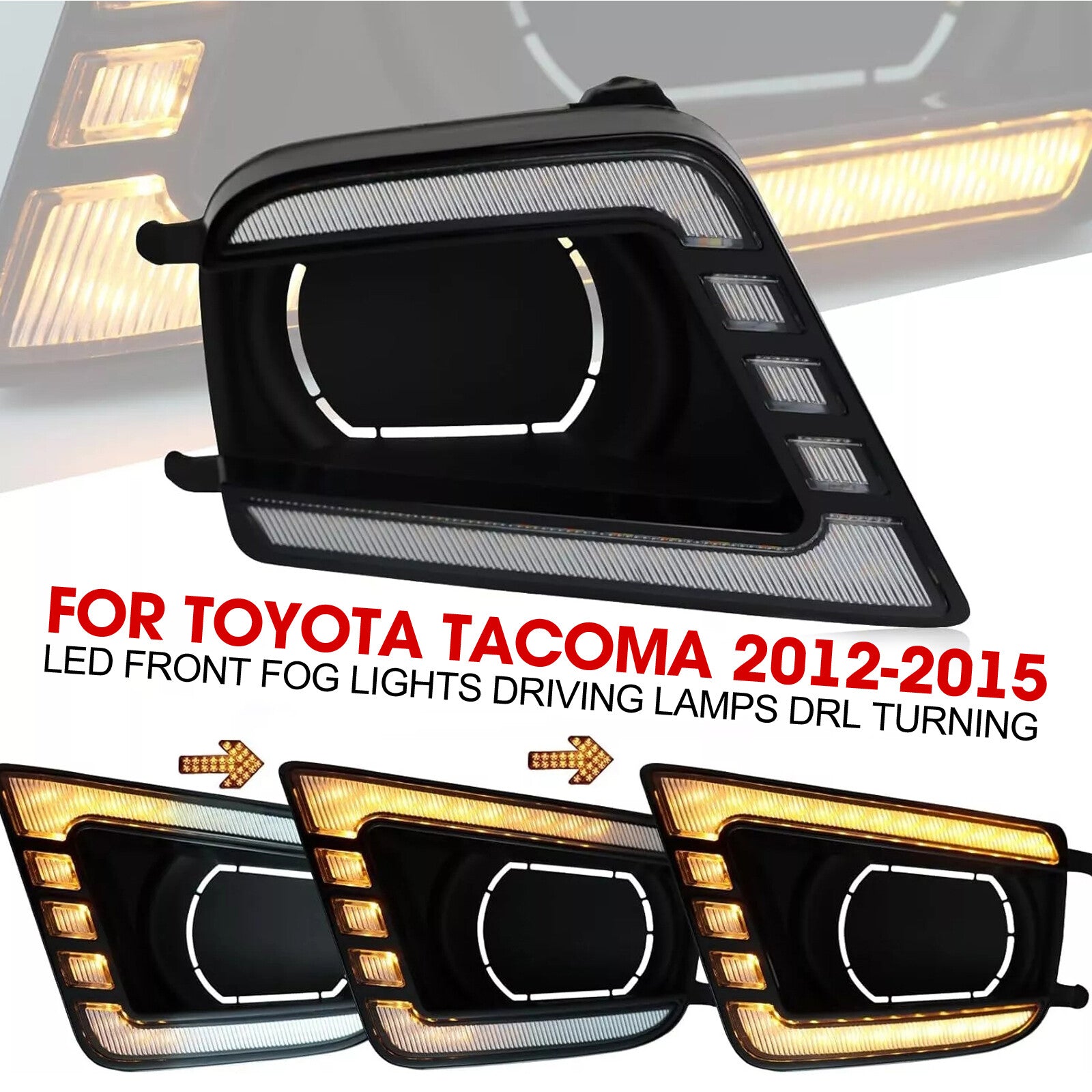 for TOYOTA Tacoma 2012-2015 LED Front Fog Lights Driving Lamps DRL Turning