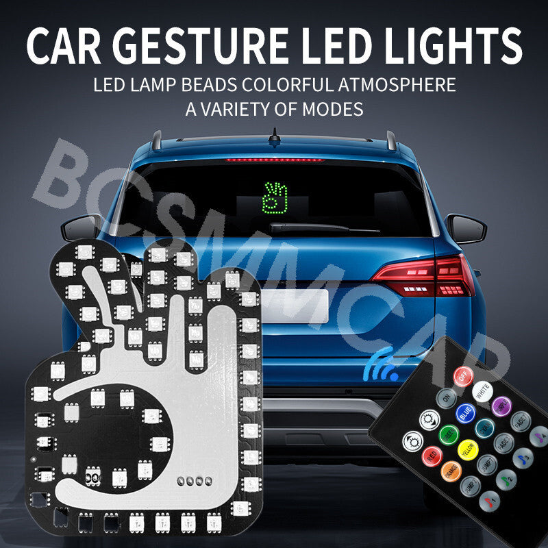 RGB Funny Finger Gesture Light Remote USB LED Car Back Window Sign Hand Light