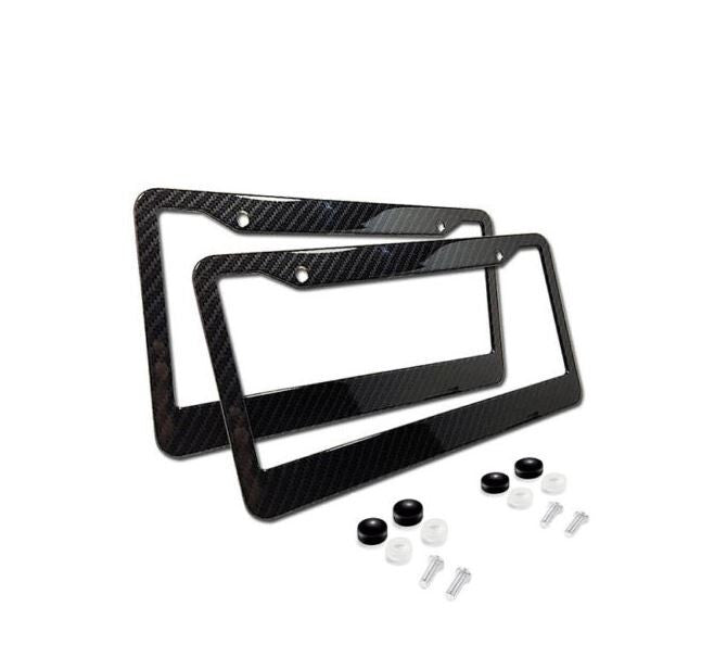 Suitable for Toyota license plate frame cover caps and trunk black carbon fiber