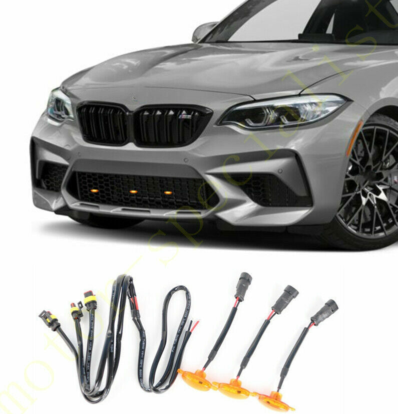 for BMW M4 2015-2021 Front Grille Yellow LED Light Style DRL Lamp trim