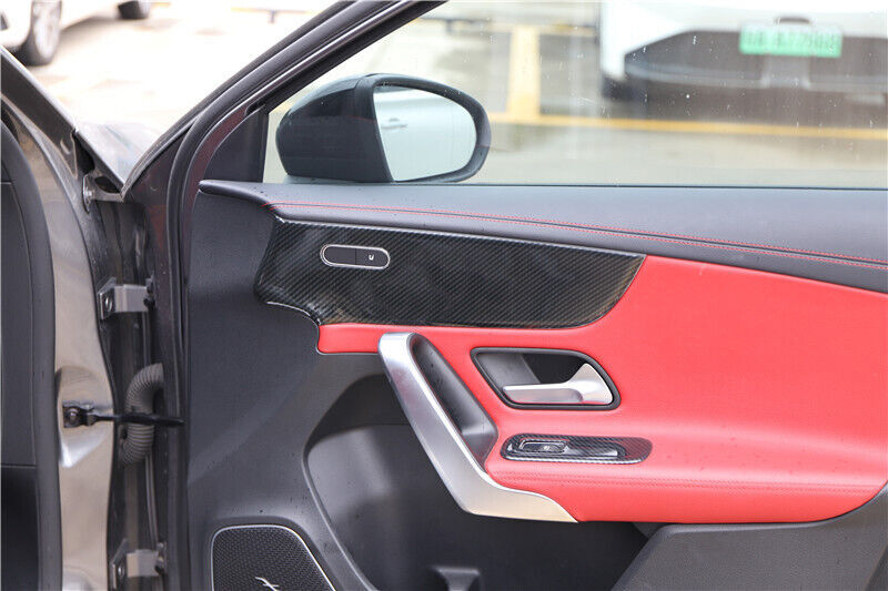 Car Inner Door Panel Cover Trim Fit for Mercedes-Benz AMG35 19-21 Carbon Fiber