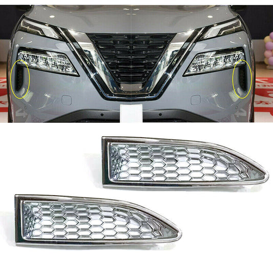 1 Pair Front Headlight Lamps Lower Air Inlet Cover Trim for Nissan Rogue 2021-22