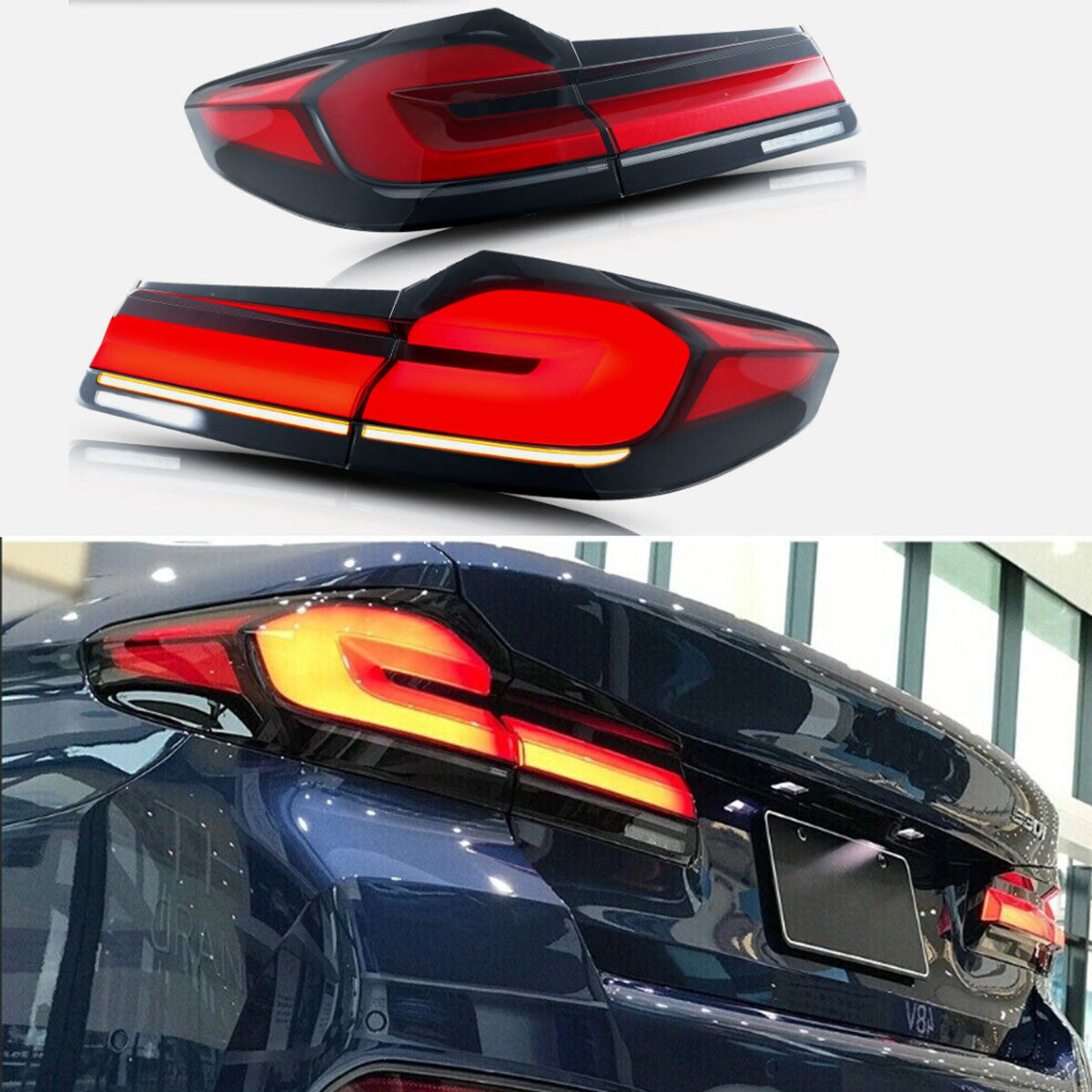 Sequential Rear Lamps LED Tail Lights for BMW G30 M5 F90 5 Series 2017-2020 Pair