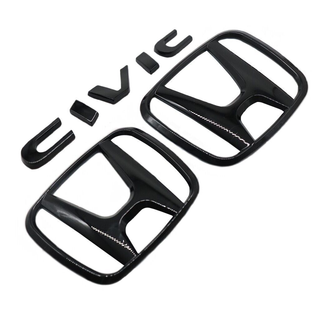 1 Double H+ for CIVIC FC FK Black Gloss Embroidered Badge for CIVIC FC FK 2015-2021 Sticker