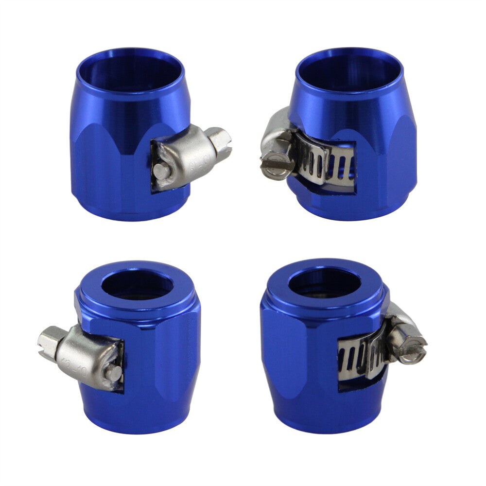 4PCS AN8 3/8 18mm ID Fuel Hose Line End Cover Clamp Finisher Fitting Blue