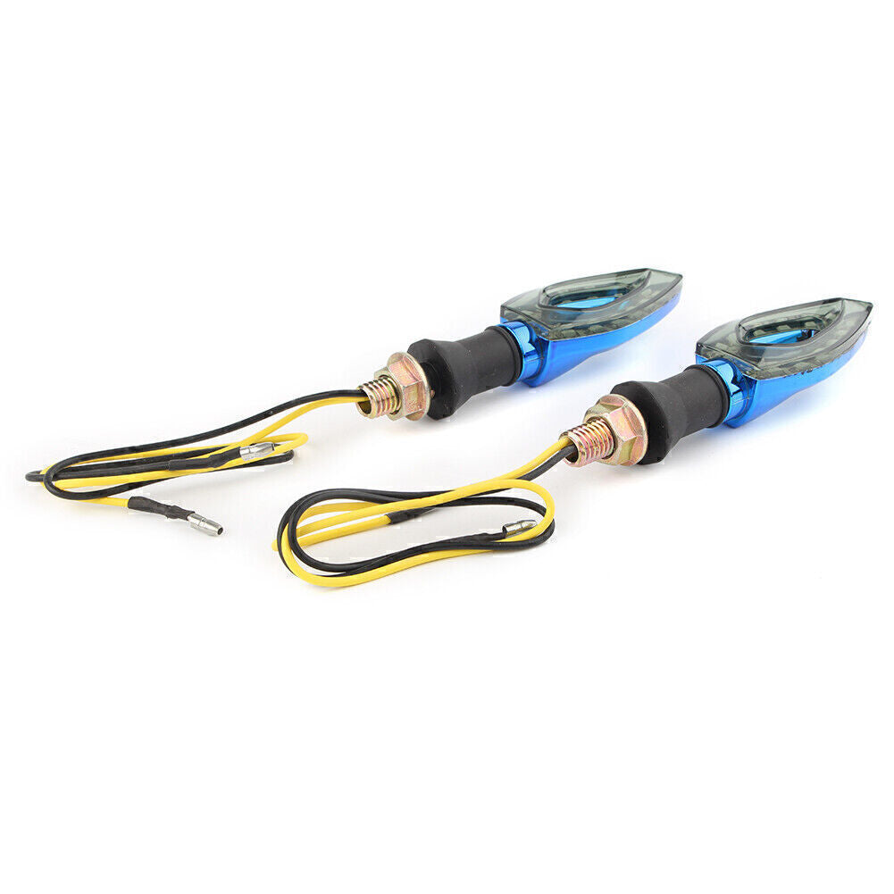 Pair 12V LED Turn Signal Indicator Blinker Amber Light Lamps Blue Universal