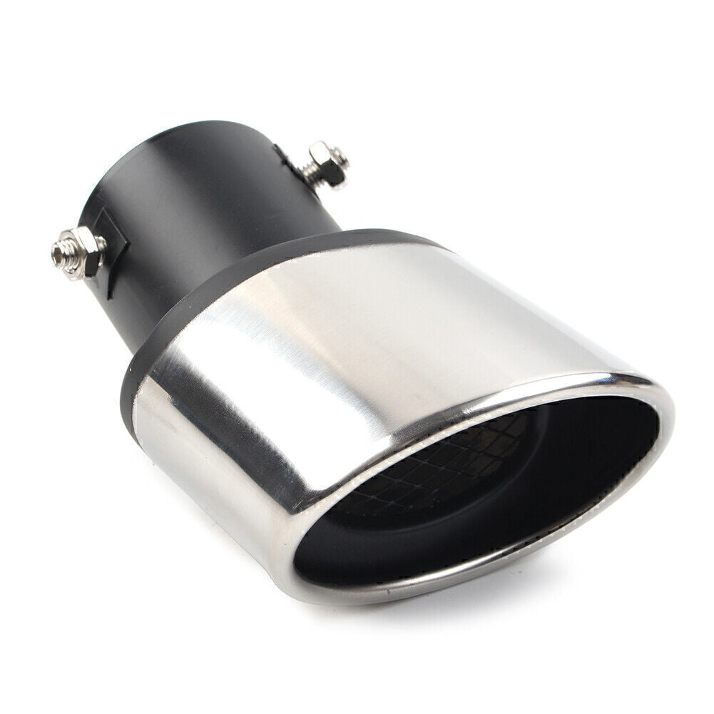 UniversalBent Rear Exhaust Pipe Tail Muffler Tip Round Accessories Sliver