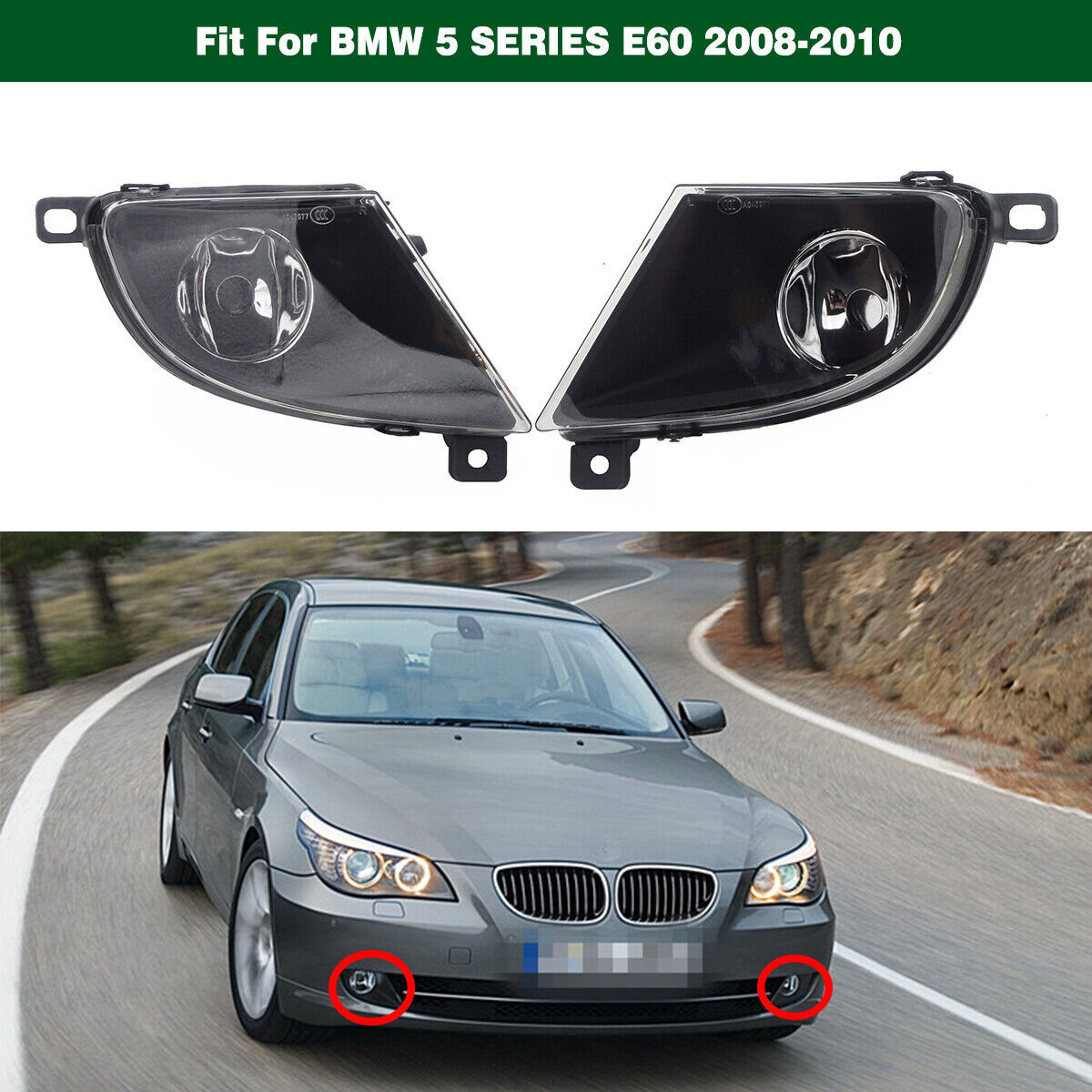 1Pair Front Bumper Clear Fog Lights Driving Lamps for BMW 5SERIES E60 2008-2010