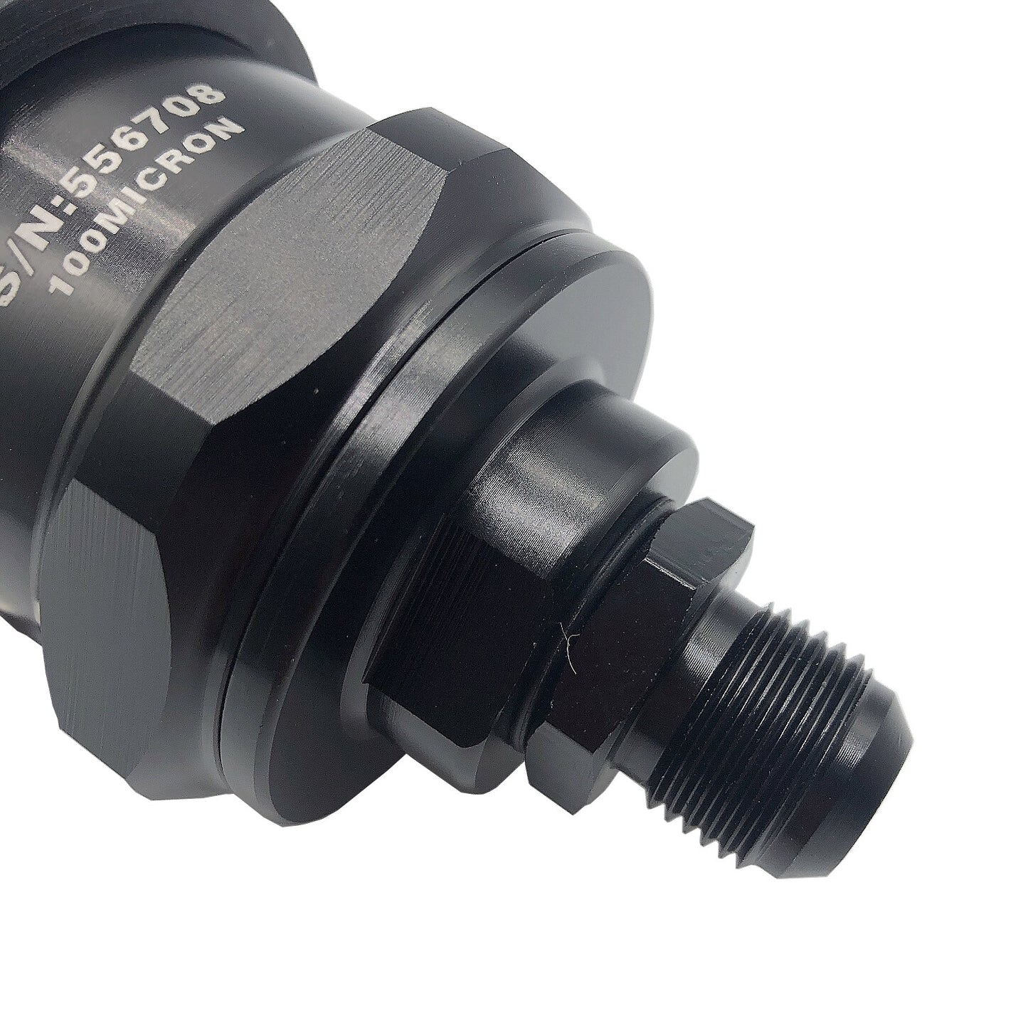 Black AN6 Inline Fuel Filter E85 Ethanol With 100 Micron Stainless Steel Element