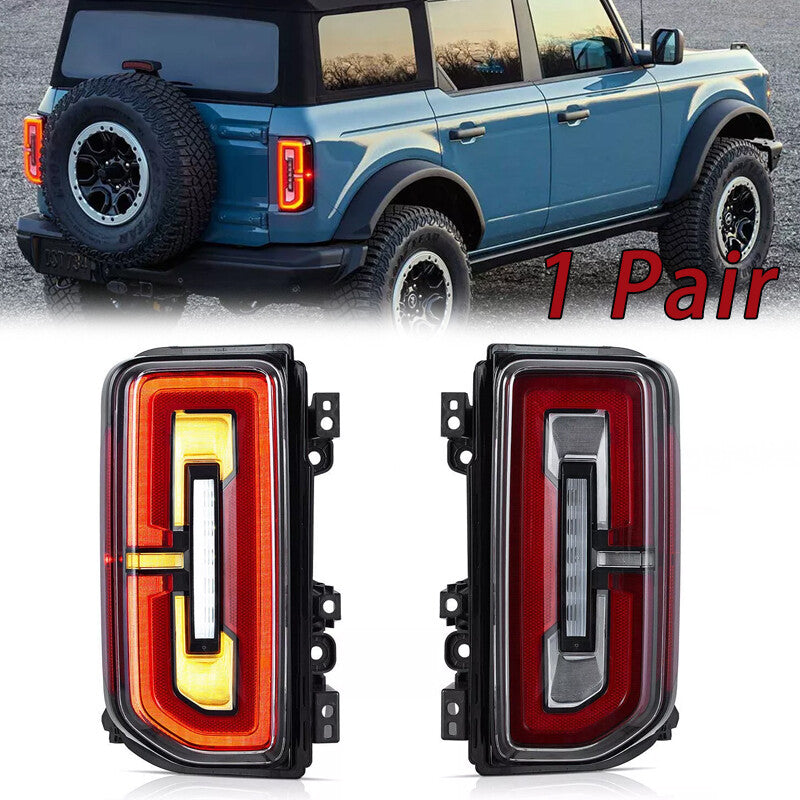 One pair of full LED taillights for Ford for Mustang 2021-2024 with dynamic animation.