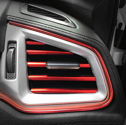 10-Piece Car Air Conditioner Socket Decorative Molded Strip in Red, Suitable for Nissan