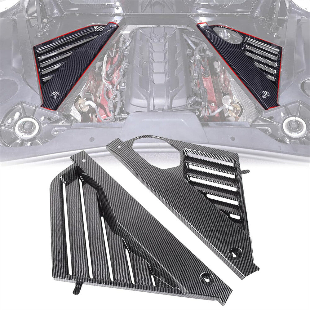 2 ¡Á Carbon Fiber Look Engine Bay Panel Cover for Chevrolet for Corvette C8 2020-2024