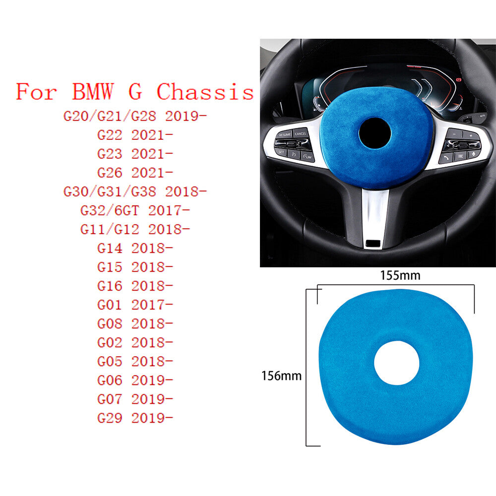 Suede Blue Steering Wheel Center Cover for BMW G20 G30 G01 G02 G05 G06 G07 G11