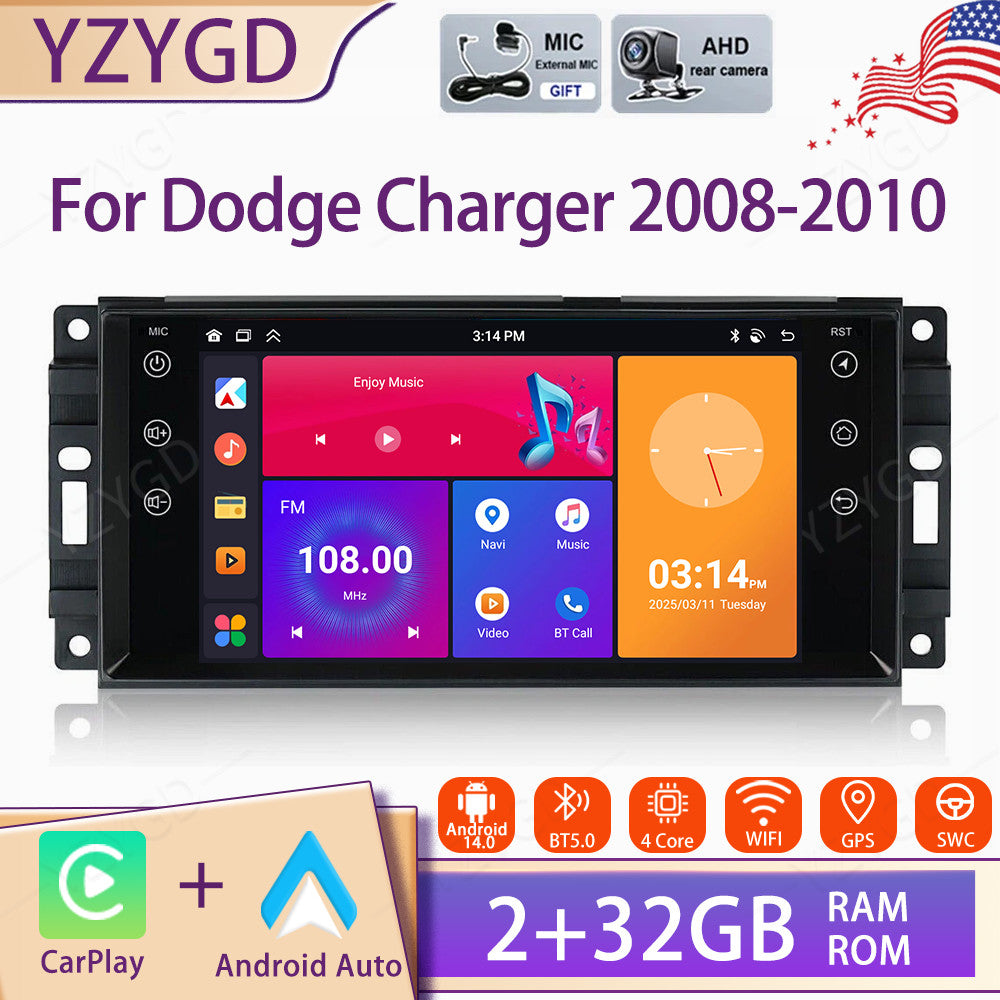 for Dodge for Charger 2008-2010 7 Android 14 Apple Carplay Car Radio BT GPS Screen