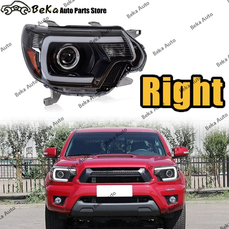 Suitable for 2012-2015 Fit for Toyota Tacoma [LED C-shaped light bar] Black front headlights
