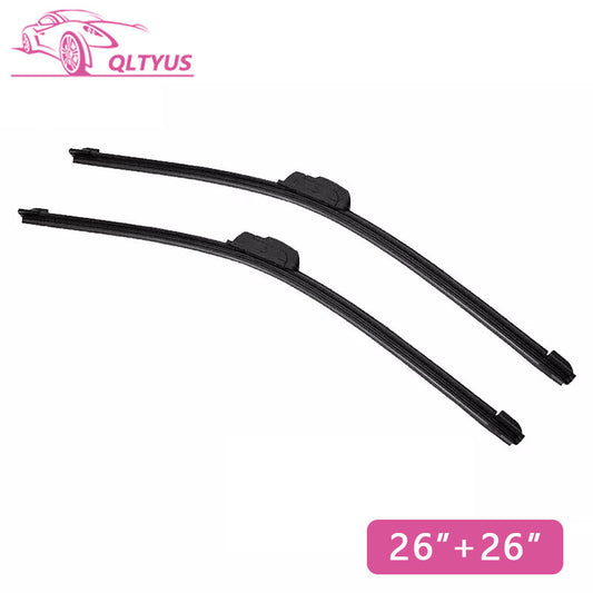 26 + 26 Front Windshield Wiper Blades J-hook Bracketless Frameless All-Seasons