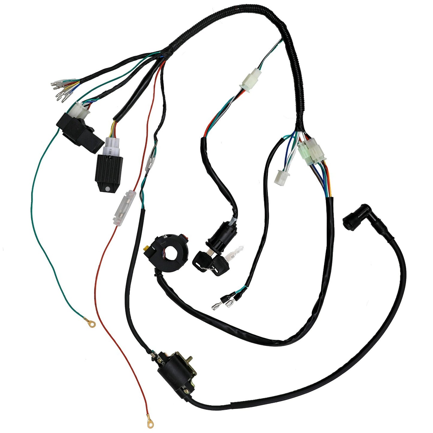 Wiring harness with light wires suitable for 50cc, 125cc, and 140cc engine off-road bicycles, Apollo SSR