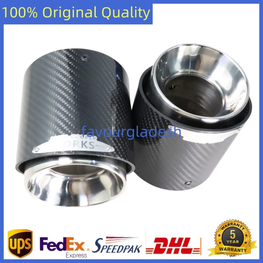 2X Carbon Fiber Steel Exhaust Pipe Tail Muffler Tip JCW For Cooper F54 F55 F56