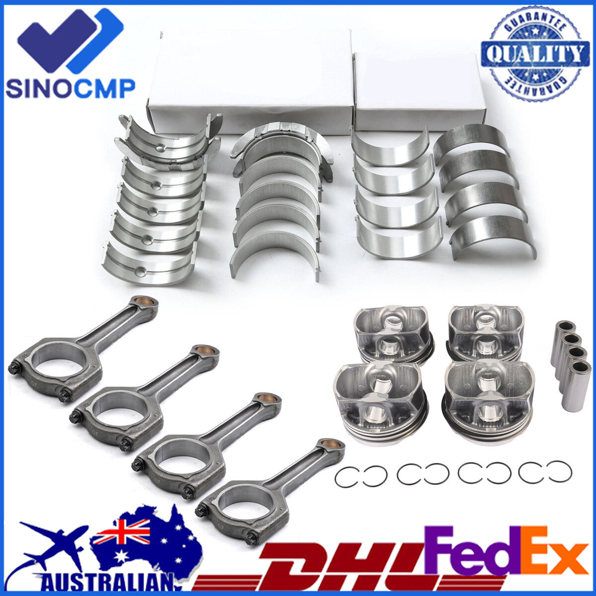 N20B20 Pistons Rings Set  4x Con Rods  Bearings Set for BMW 328i 528i X3 2.0T