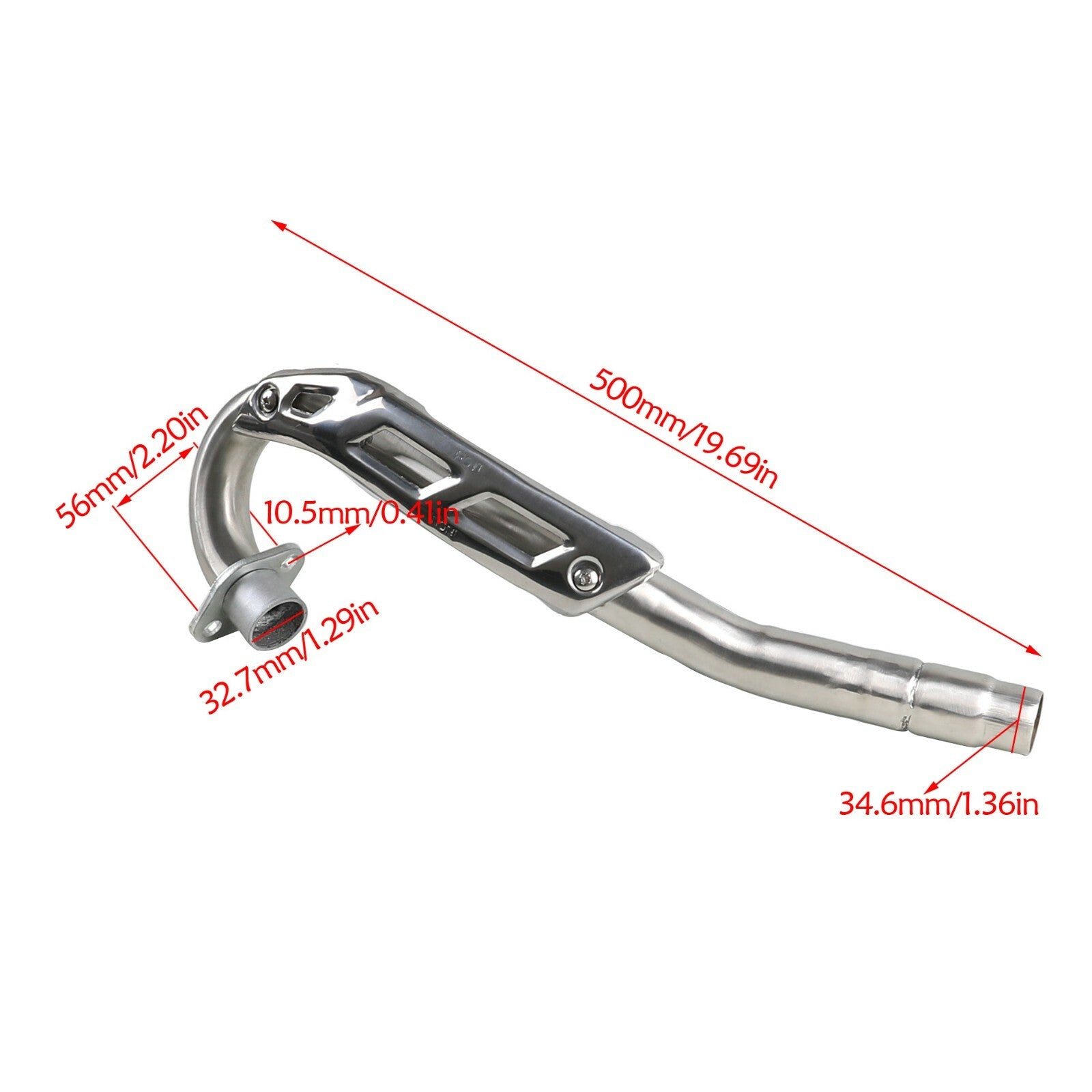 Motorcycle and off-road bicycle exhaust muffler pipes suitable for 150cc, 200cc, and 250cc vertical engines.