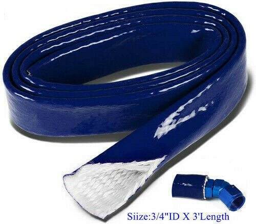 Blue silicone-coated fiberglass heat-insulating fireproof sleeve suitable for 3-foot oil fuel lines.