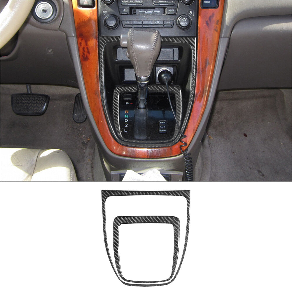 2Pcs Carbon Fiber Interior Gear Shift Frame Cover Trim for Lexus RX300 1998-2003