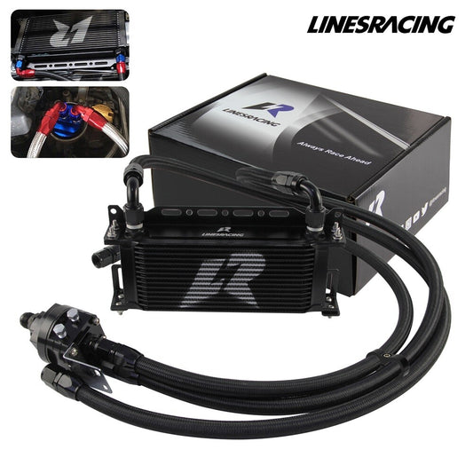 LR 15 Row AN10 Oil cooler w/Bracket + Filter Relocation Adapter Hose Kit Black