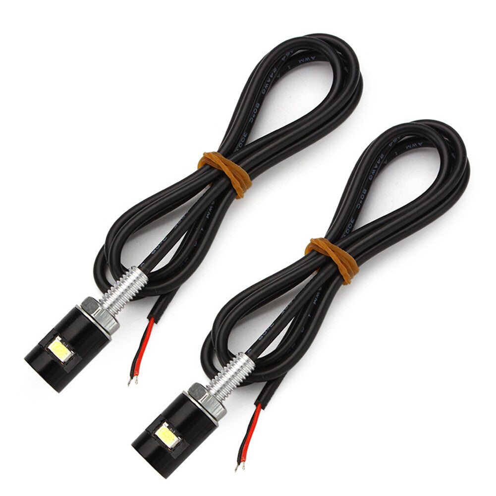 2x Motorcycle LED White Turn Signal Indicator Blinker Light Black License Plate