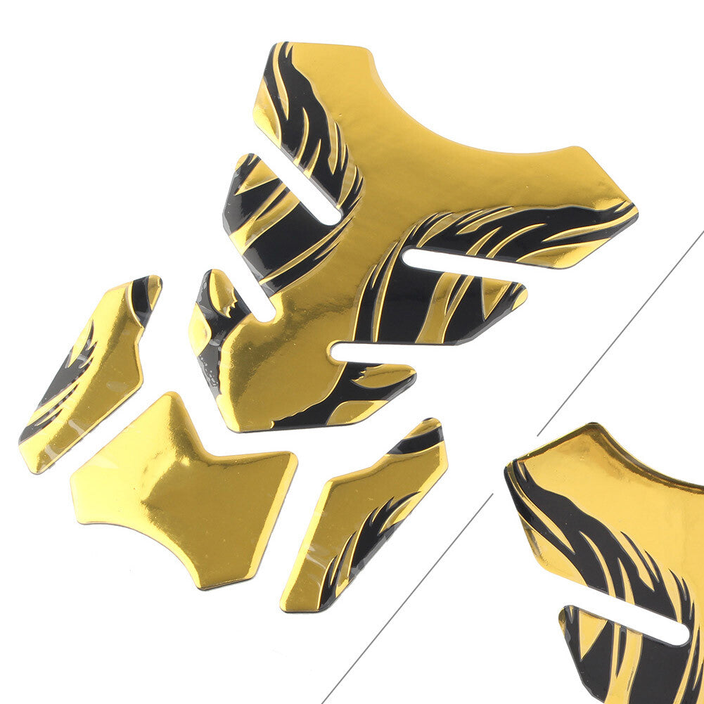 Gold Motorcycle Tank Pad Gel Oil Gas Fuel Tank Protector Fishbone Decal Sticker