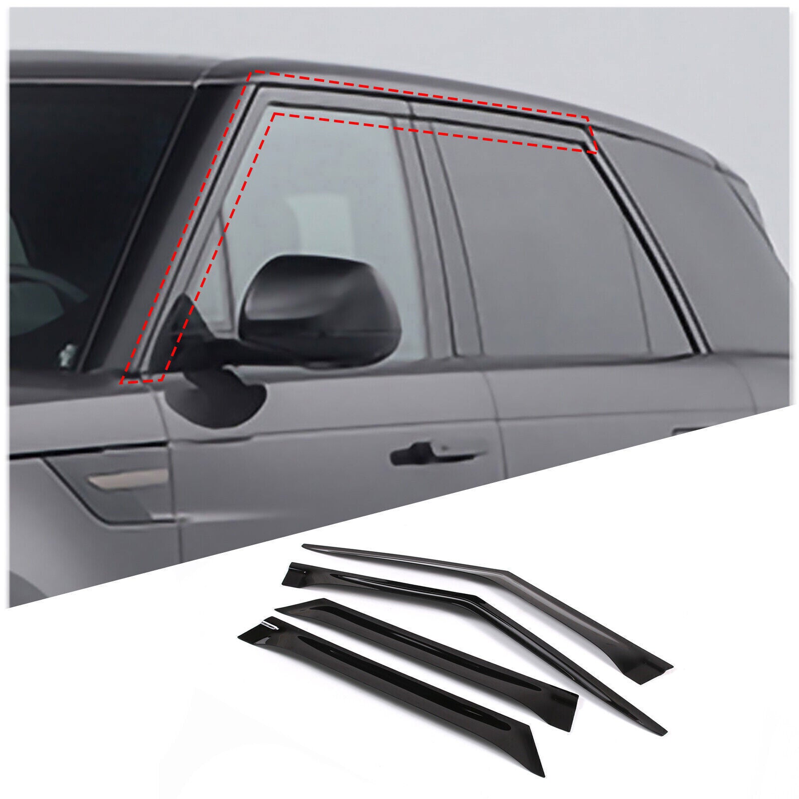 for Range Rover Sport 2023-2024 Black ABS Window Vent Visor Sun Rain Guard Decor