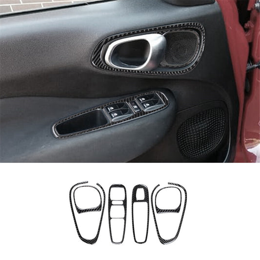 6Pcs Front Door + Window Control Panel Trim Carbon Fiber for Fiat 500L 2014-2017