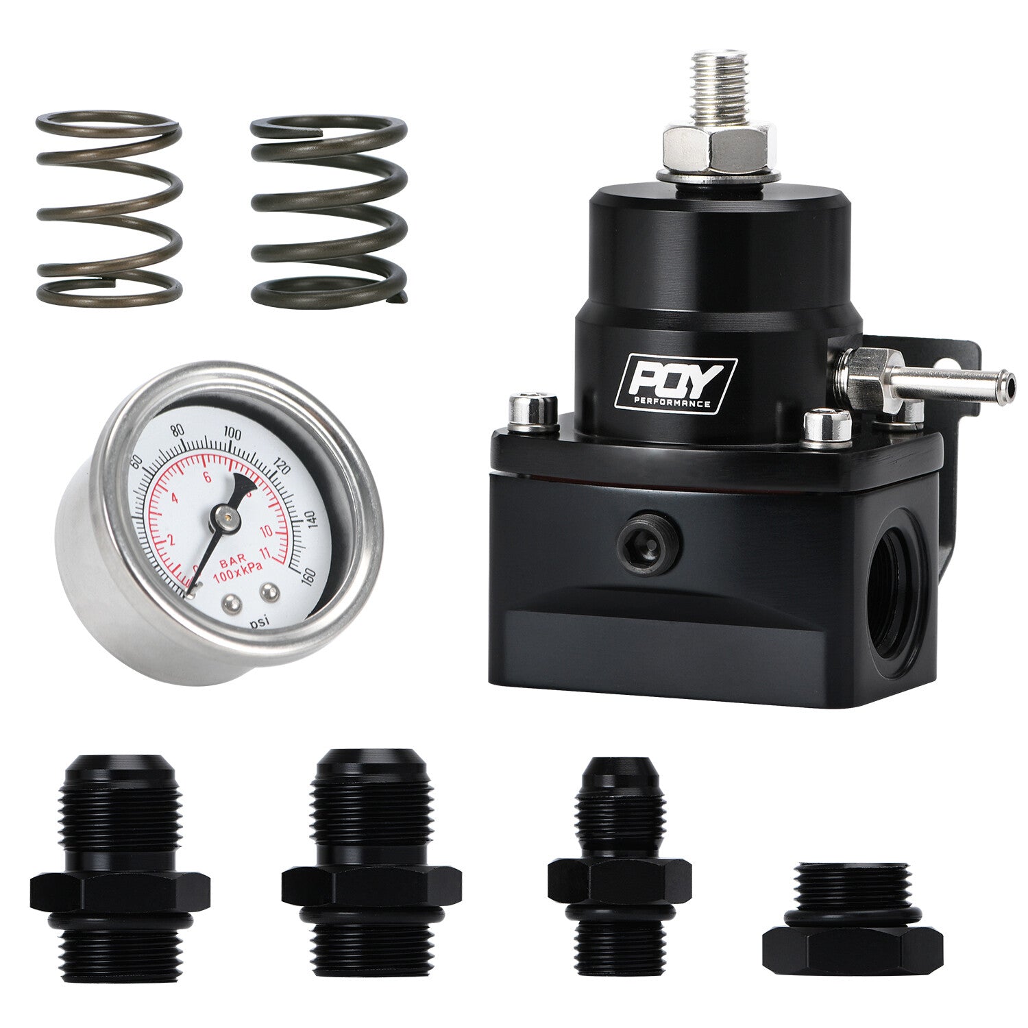 EFI 3-70 PSI High Pressure Fuel Regulator W/Gauge AN8 AN6 Inlet  Return Ports