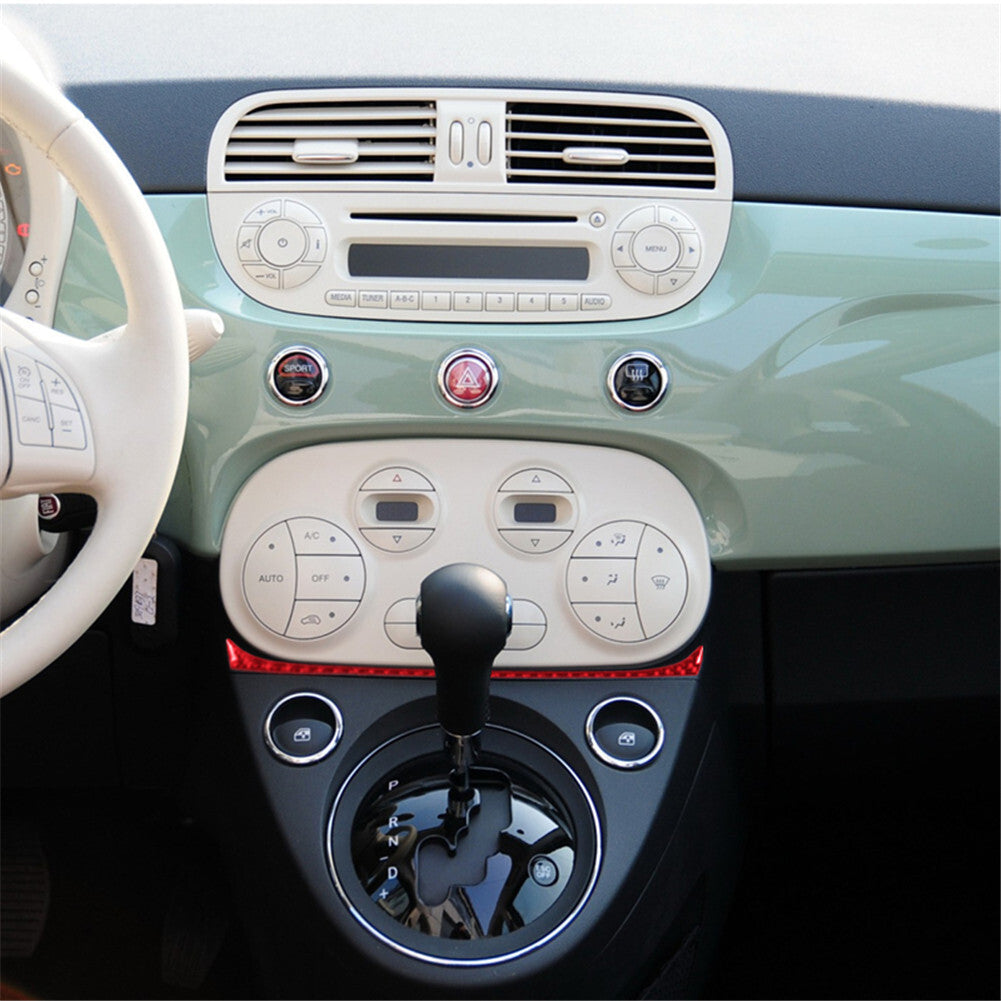 Red carbon fiber interior over transmission accent trim for 2012-2015 for Fiat 500